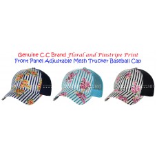 NEW C.C Floral & Pinstripe Print Adjustable Mesh Trucker CC Baseball Cap  eb-95991135